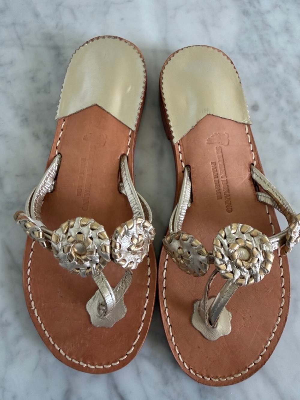 Metallic Gold Floral-Accent Women’s Sandals